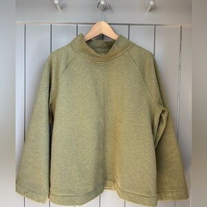 J Jill Mock Neck Sweatshirt Seamed Cozy Fleece Lined Olive Green Sz medium